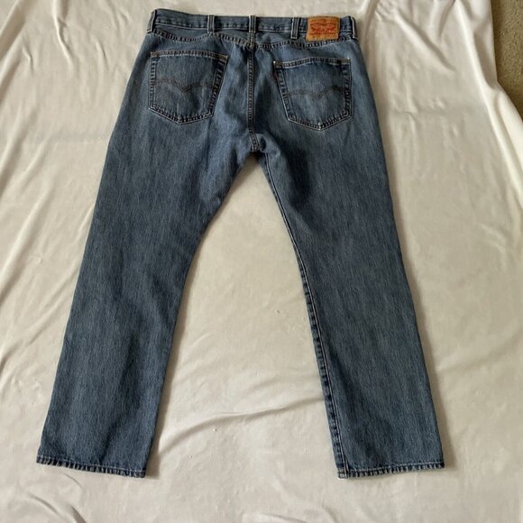Levis 501 Button-Fly Blue Jeans W35 L30 Straight Fit Vintage Denim - Picture 2 of 13